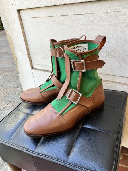 画像1: 8Hole bondage boots green/brown (1)